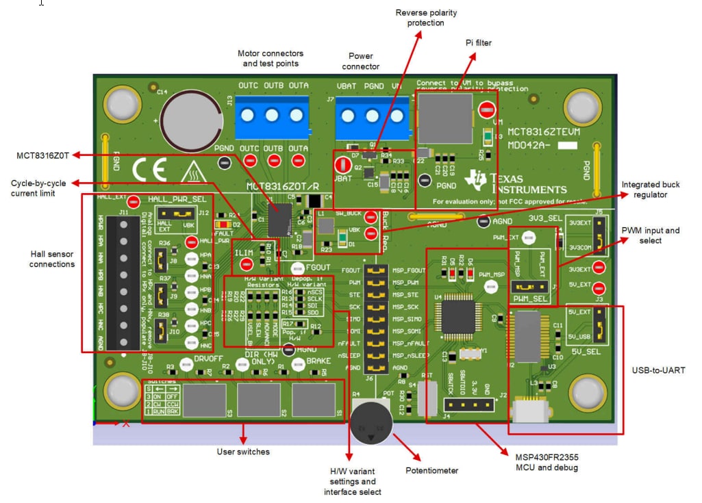Location Circuit - Texas Instruments MCT8316ZTEVM Driver Evaluation Module (EVM)